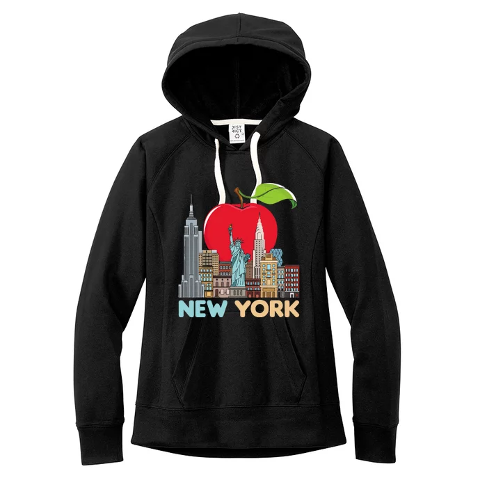 New York City Skyline Gift Big Apple State Souvenir Nyc Women's Fleece Hoodie