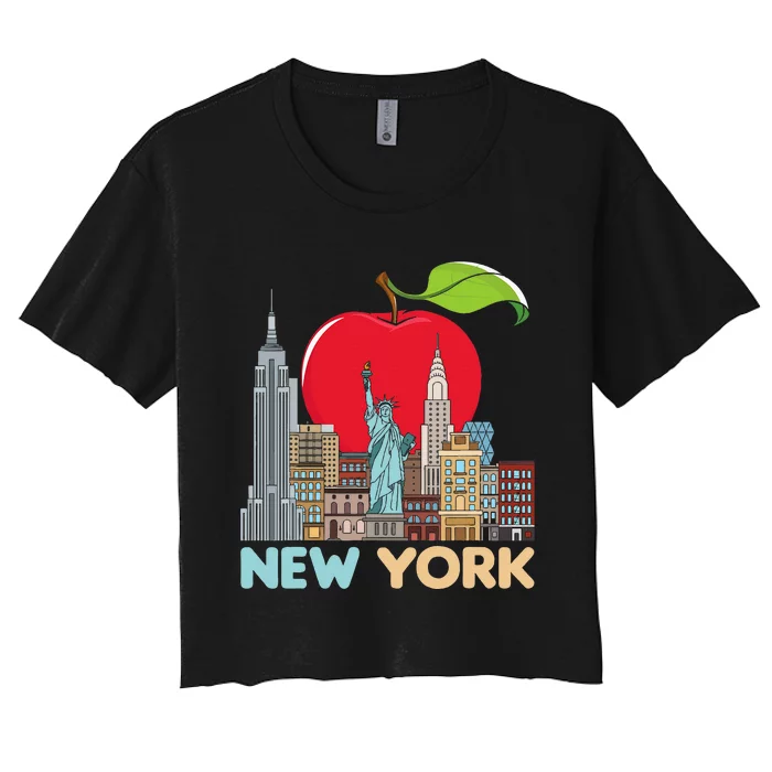 New York City Skyline Gift Big Apple State Souvenir Nyc Women's Crop Top Tee