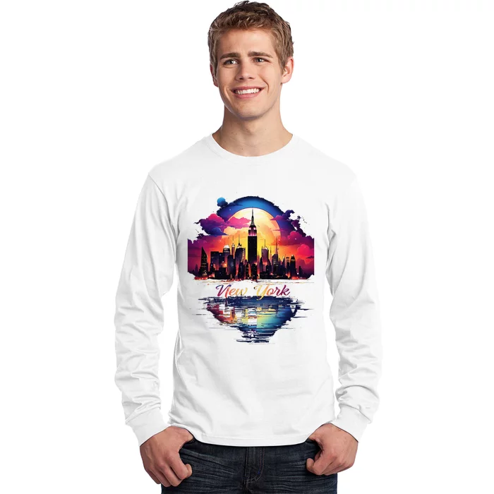 New York City Downtown Skyline Statue Of Liberty Nyc Long Sleeve Shirt