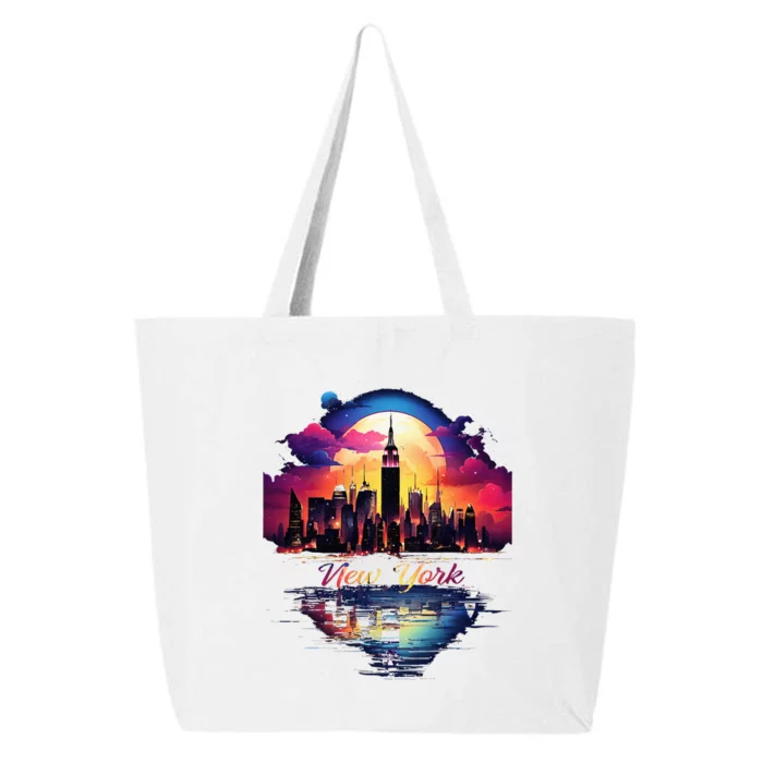 New York City Downtown Skyline Statue Of Liberty Nyc 25L Jumbo Tote