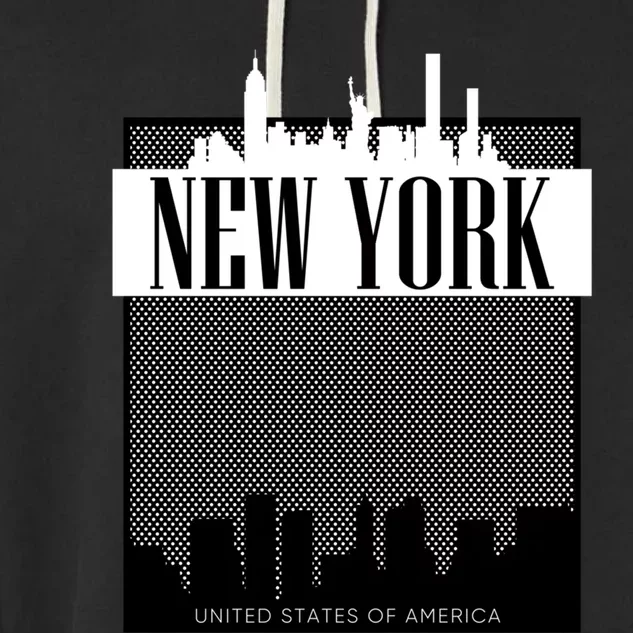 New York City Outfit Fashion Illustration Graphic Skyline Meaningful Gift Garment-Dyed Fleece Hoodie