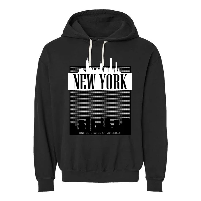 New York City Outfit Fashion Illustration Graphic Skyline Meaningful Gift Garment-Dyed Fleece Hoodie