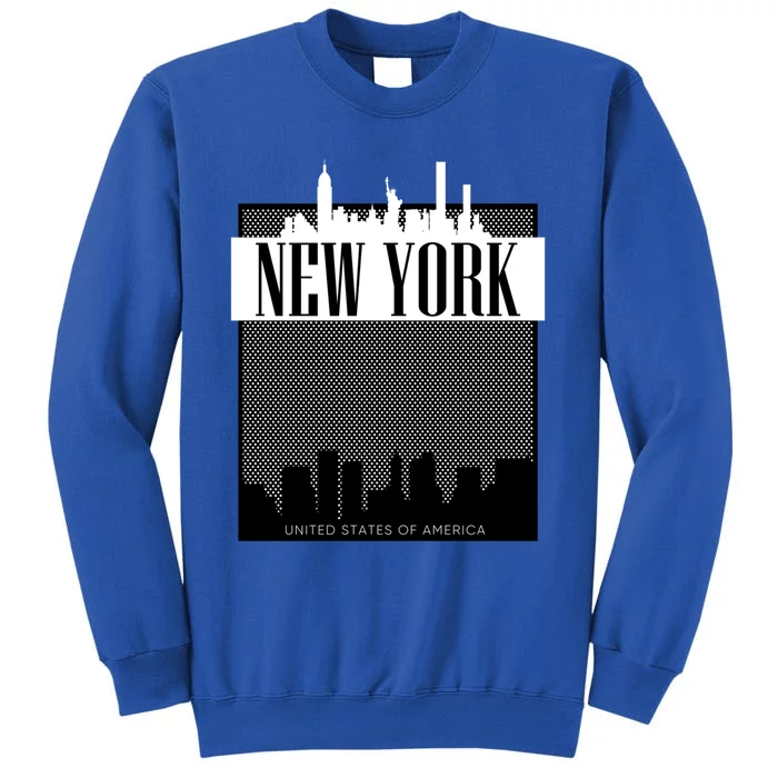 New York City Outfit Fashion Illustration Graphic Skyline Meaningful Gift Tall Sweatshirt