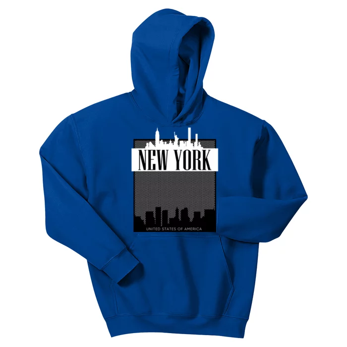 New York City Outfit Fashion Illustration Graphic Skyline Meaningful Gift Kids Hoodie