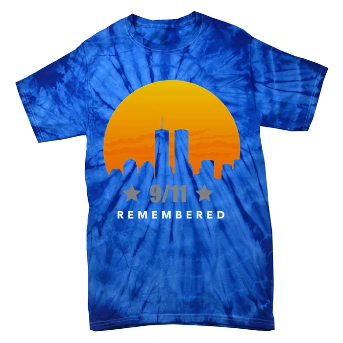 New York City Skyline In Retro Sunset For September Memorial Great Gift Tie-Dye T-Shirt