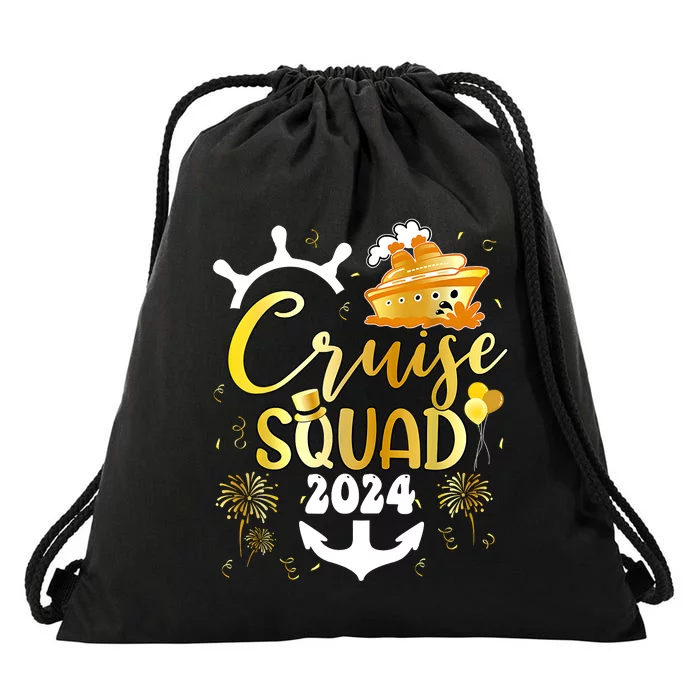 New Year Cruise Squad 2024 Nye Party Family Vacation Trip Drawstring Bag