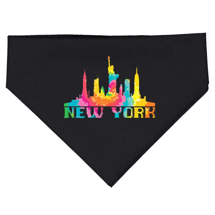 New York City Skyline Nyc Tie Dye Liberty USA-Made Doggie Bandana