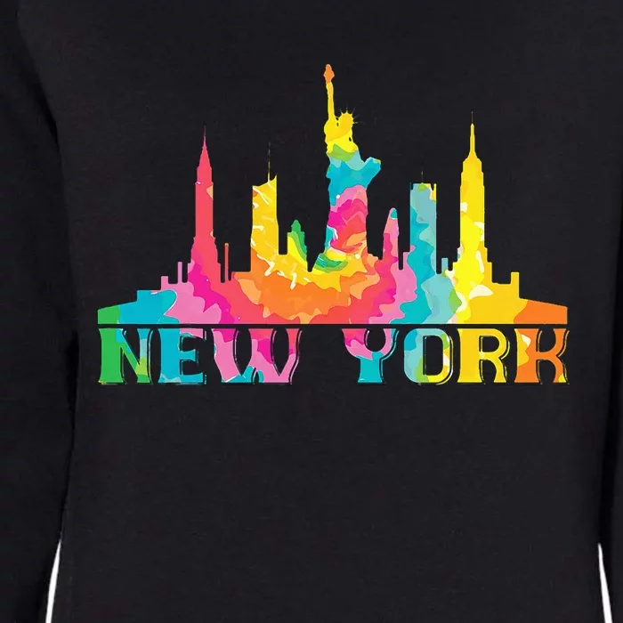 New York City Skyline Nyc Tie Dye Liberty Womens California Wash Sweatshirt