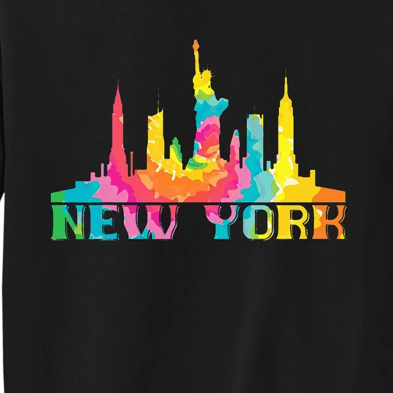 New York City Skyline Nyc Tie Dye Liberty Tall Sweatshirt