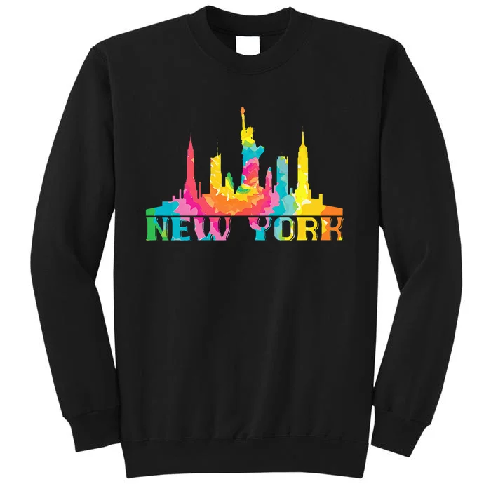 New York City Skyline Nyc Tie Dye Liberty Tall Sweatshirt