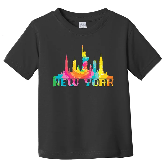 New York City Skyline Nyc Tie Dye Liberty Toddler T-Shirt