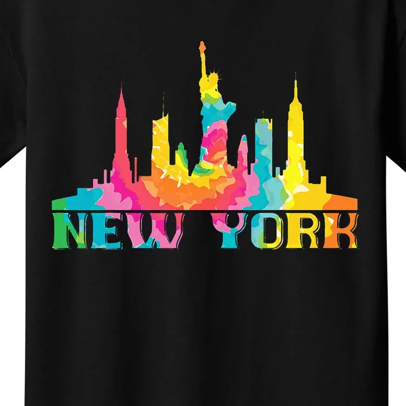 New York City Skyline Nyc Tie Dye Liberty Kids T-Shirt