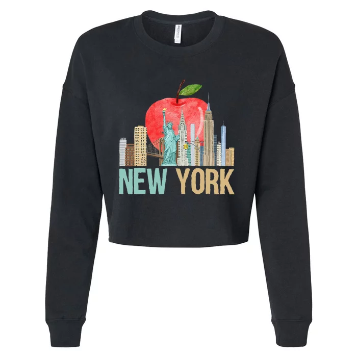 New York City NYC Iconic Skyline Big Apple Gift Souvenir Cropped Pullover Crew