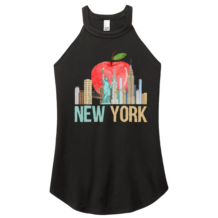 New York City NYC Iconic Skyline Big Apple Gift Souvenir Women’s Perfect Tri Rocker Tank