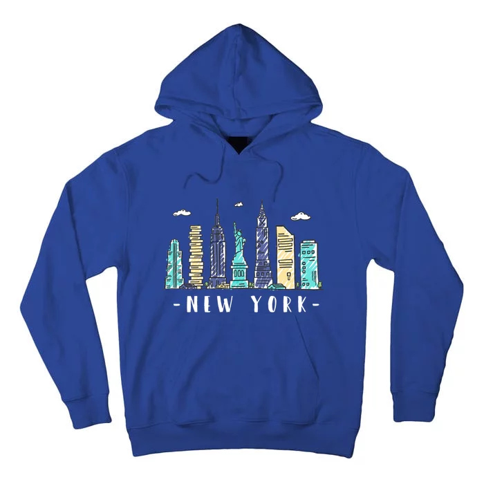 New York City Nyc Skyline Ny Watercolor Souvenir Gift Cute Gift Tall Hoodie