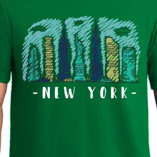 New York Cartoon Style Illustration Pajama Set