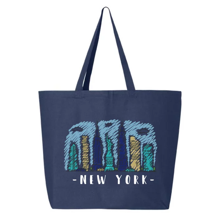 New York Cartoon Style Illustration 25L Jumbo Tote