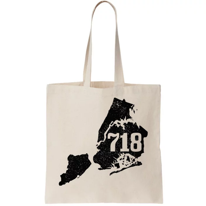 New York City 718 Area Code Queens Ny Nyc Map Pride Vintage Tote Bag