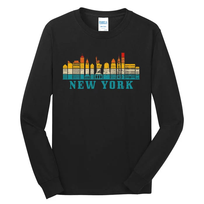 New York City Skyline Ny Nyc Vintage Pride Retro Tall Long Sleeve T-Shirt