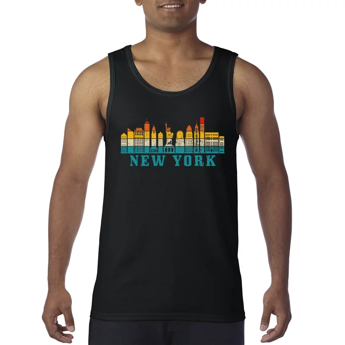 New York City Skyline Ny Nyc Vintage Pride Retro Tank Top