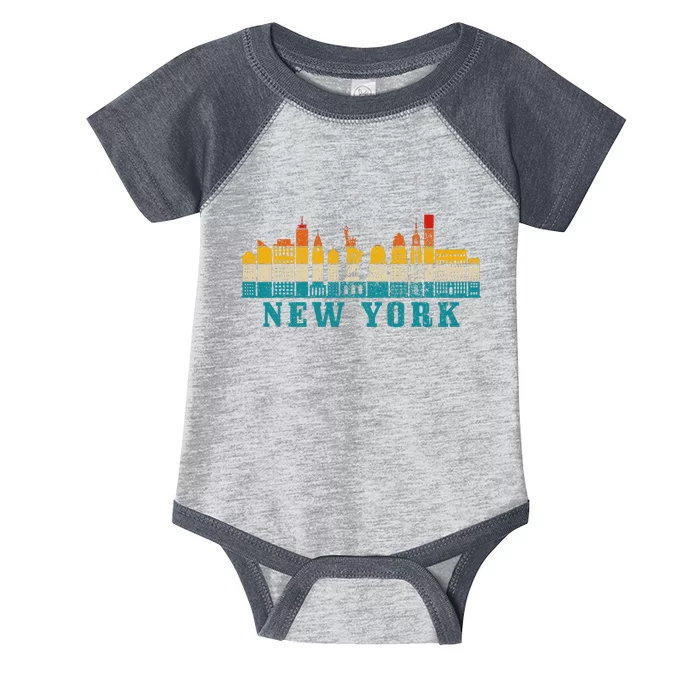 New York City Skyline Ny Nyc Vintage Pride Retro Infant Baby Jersey Bodysuit