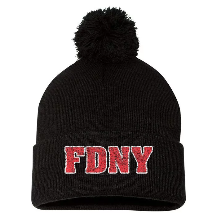 New York City Fdny Logo Pom Pom 12in Knit Beanie