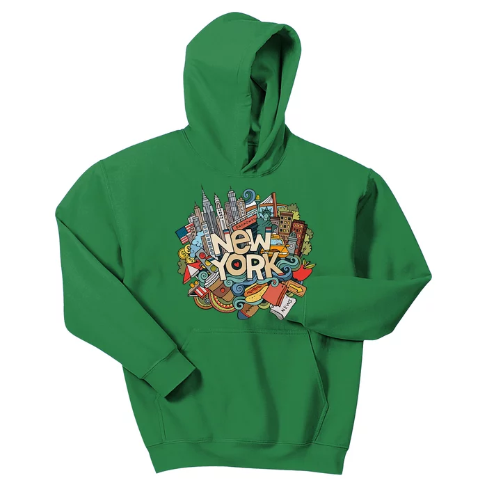 New York City Nyc Iconic Skyline Big Apple Gift Souvenir Kids Hoodie