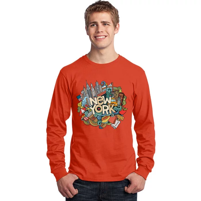 New York City Nyc Iconic Skyline Big Apple Gift Souvenir Tall Long Sleeve T-Shirt