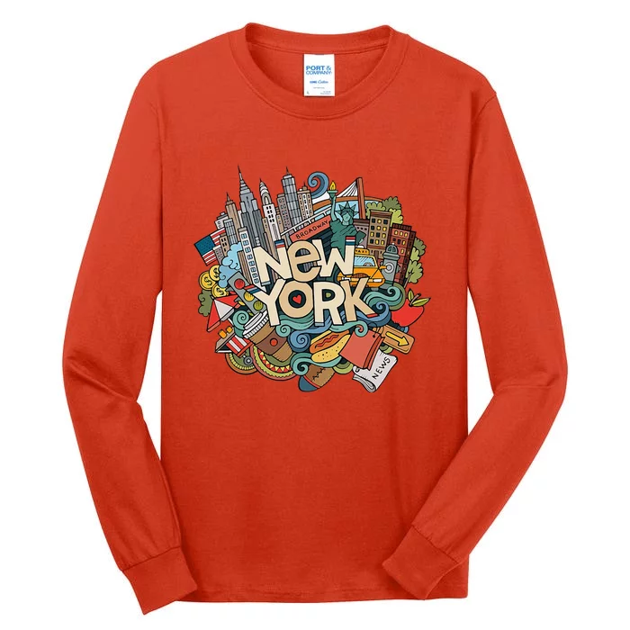 New York City Nyc Iconic Skyline Big Apple Gift Souvenir Tall Long Sleeve T-Shirt