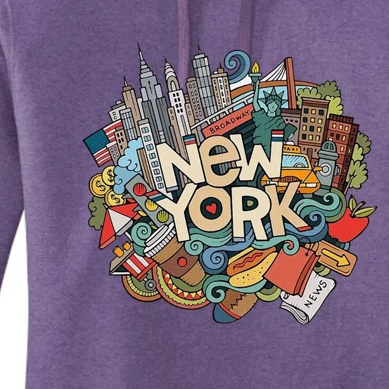 New York City Nyc Iconic Skyline Big Apple Gift Souvenir Women's Pullover Hoodie