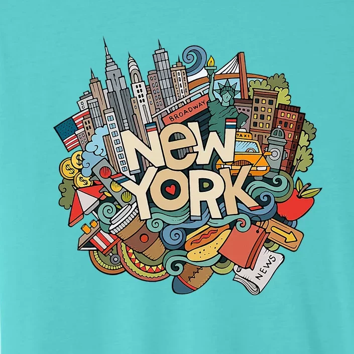 New York City Nyc Iconic Skyline Big Apple Gift Souvenir ChromaSoft Performance T-Shirt