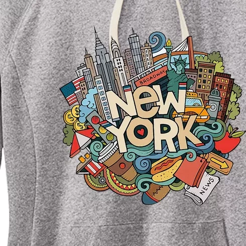 New York City Nyc Iconic Skyline Big Apple Gift Souvenir Women's Fleece Hoodie