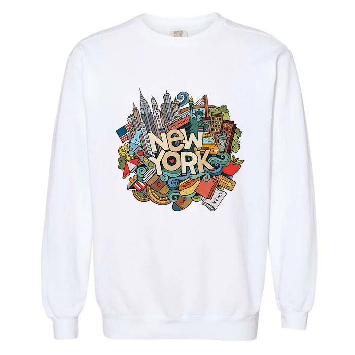 New York City Nyc Iconic Skyline Big Apple Gift Souvenir Garment-Dyed Sweatshirt