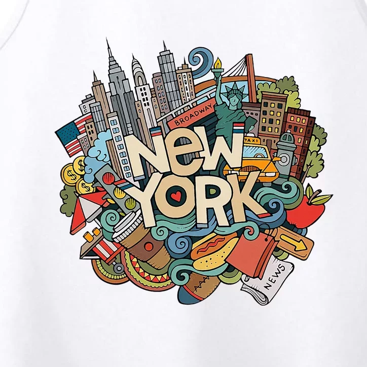 New York City Nyc Iconic Skyline Big Apple Gift Souvenir Performance Tank