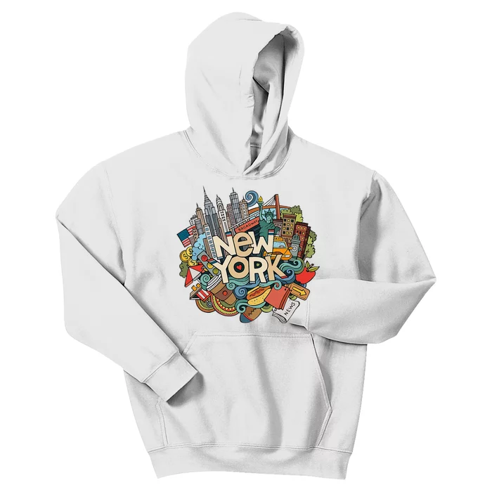 New York City Nyc Iconic Skyline Big Apple Gift Souvenir Kids Hoodie