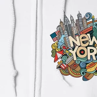 New York City Nyc Iconic Skyline Big Apple Gift Souvenir Full Zip Hoodie