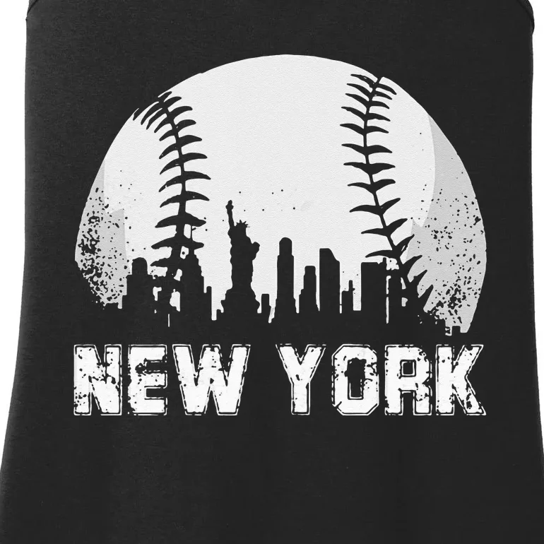 New York City Skyline Baseball Lover Ladies Essential Tank