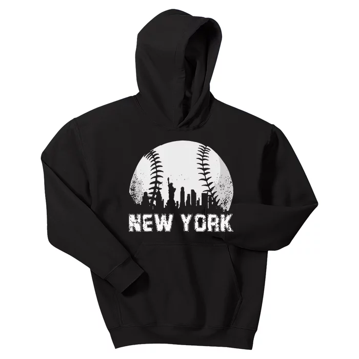 New York City Skyline Baseball Lover Kids Hoodie