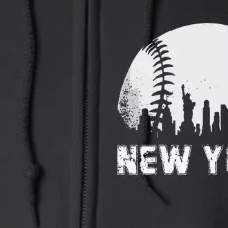 New York City Skyline Baseball Lover Full Zip Hoodie