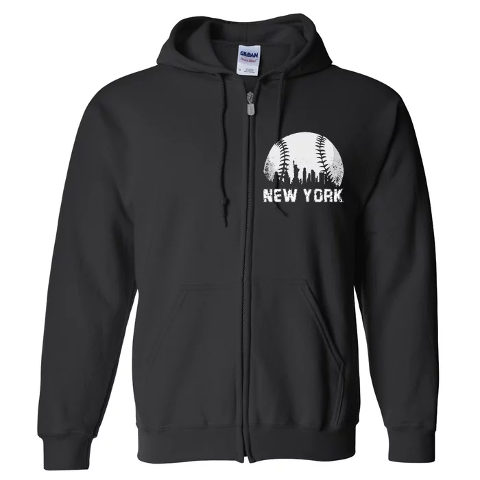 New York City Skyline Baseball Lover Full Zip Hoodie