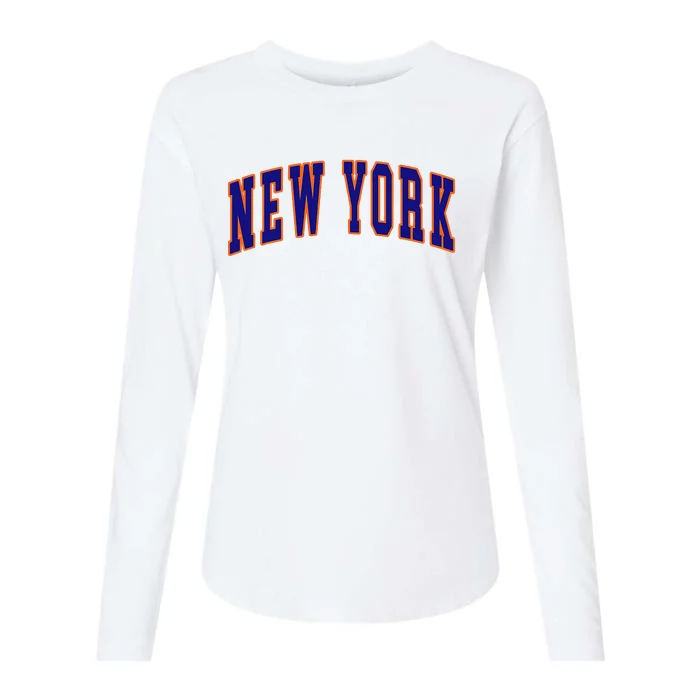 New York City Text Womens Cotton Relaxed Long Sleeve T-Shirt