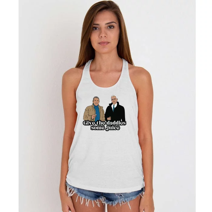 New YearS Eve Give The Daddies Some Juice Women's Knotted Racerback Tank