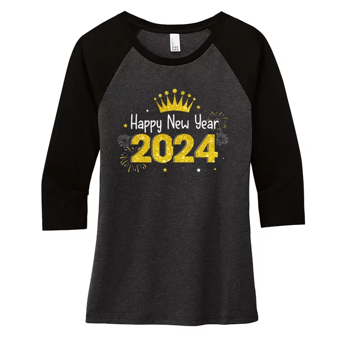 New Years Eve Party Supplies 2024 Happy New Year Fireworks Women's Tri-Blend 3/4-Sleeve Raglan Shirt