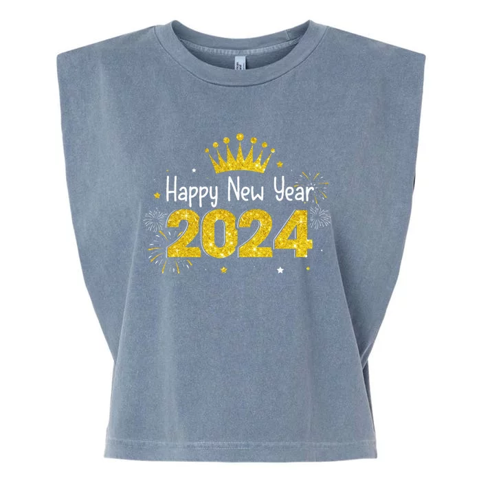 New Years Eve Party Supplies 2024 Happy New Year Fireworks Garment-Dyed Women's Muscle Tee