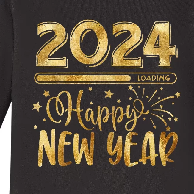 New Years Eve Party Supplies 2024 Happy New Year Fireworks Baby Long Sleeve Bodysuit