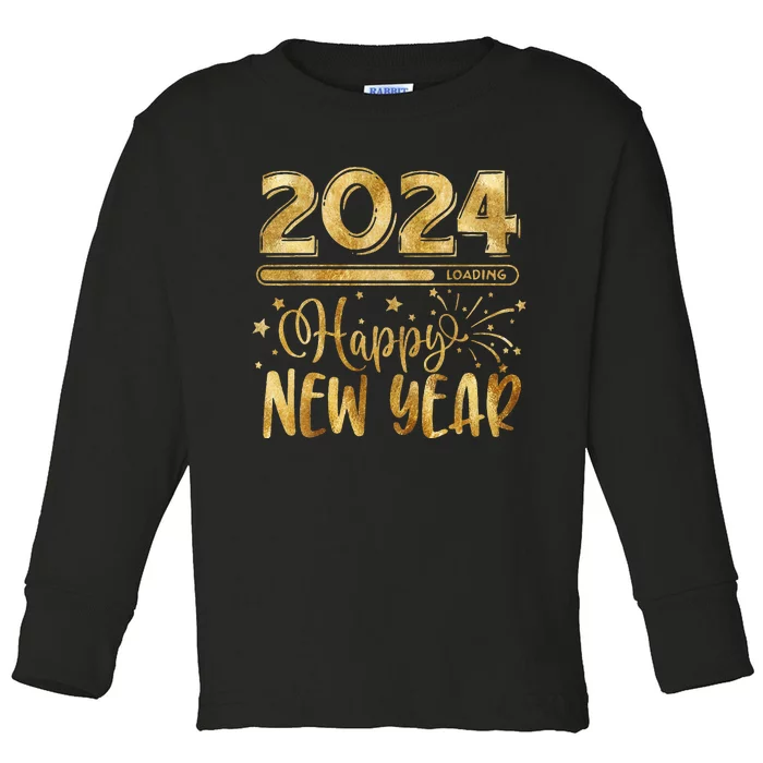 New Years Eve Party Supplies 2024 Happy New Year Fireworks Toddler Long Sleeve Shirt