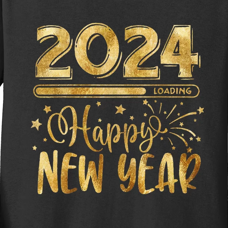 New Years Eve Party Supplies 2024 Happy New Year Fireworks Kids Long Sleeve Shirt