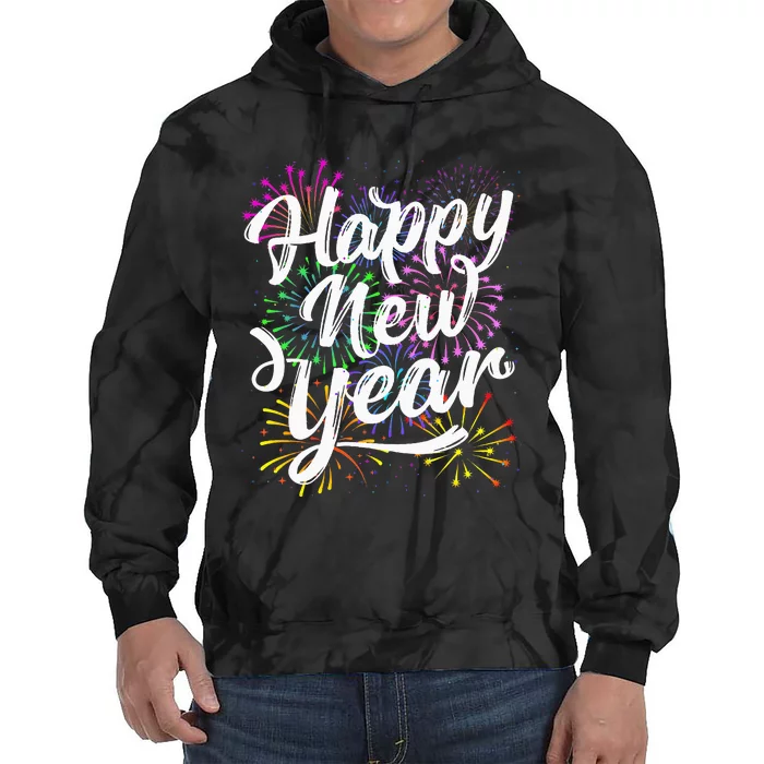 New Years Eve Party Supplies 2024 Happy New Year Fireworks Tie Dye Hoodie