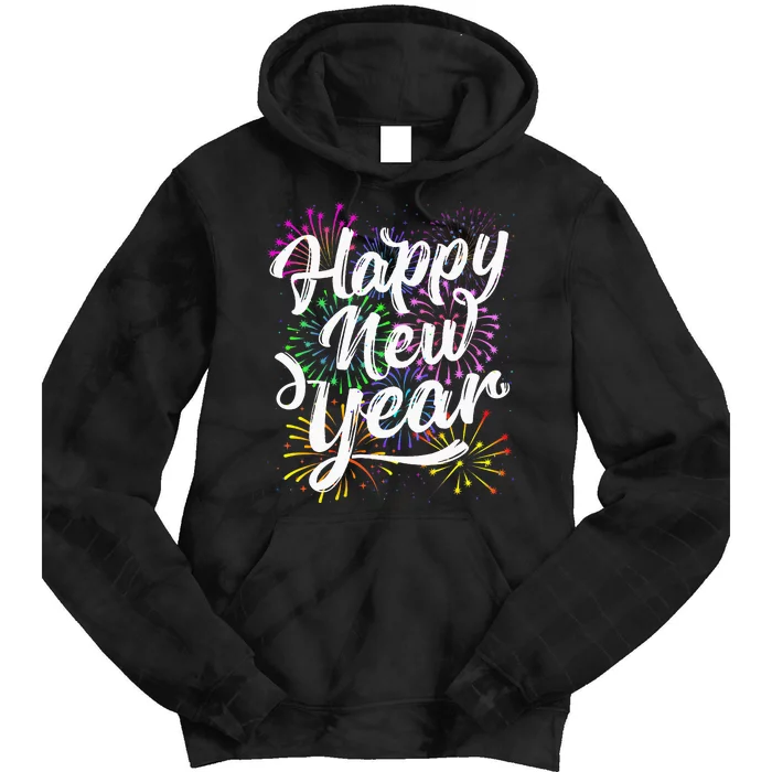 New Years Eve Party Supplies 2024 Happy New Year Fireworks Tie Dye Hoodie