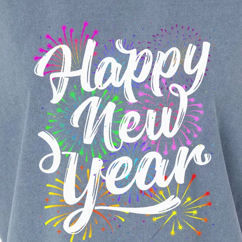 New Years Eve Party Supplies 2024 Happy New Year Fireworks Garment-Dyed Women's Muscle Tee